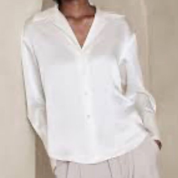 New With Tags 100% Silk Blouse/Shirt sz L - Champagne - Picture 15 of 15